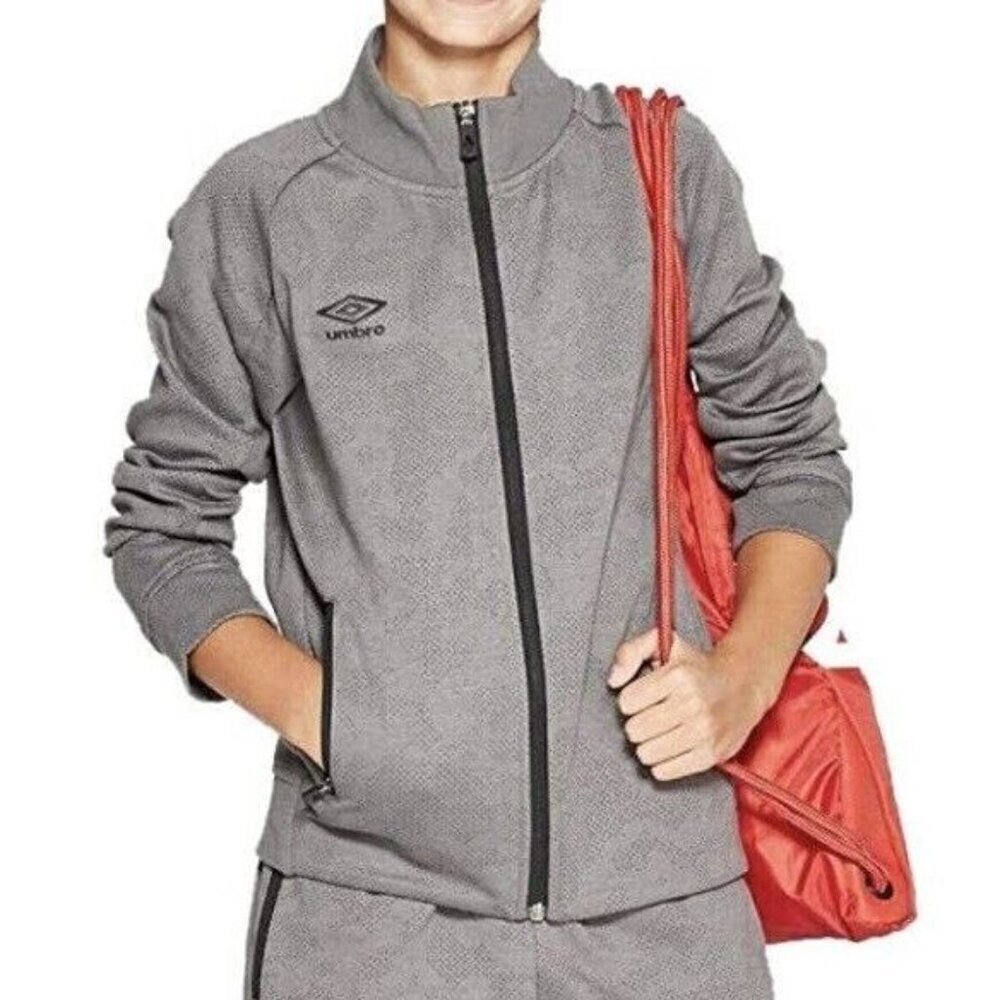 Umbro Kids Tech Soccer Full Zip Jacket Size S (6/7) Gray Zipped Pockets NWT